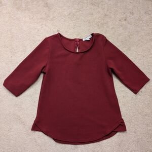 Green Envelope Red 3/4 Sleeve Fitted Blouse